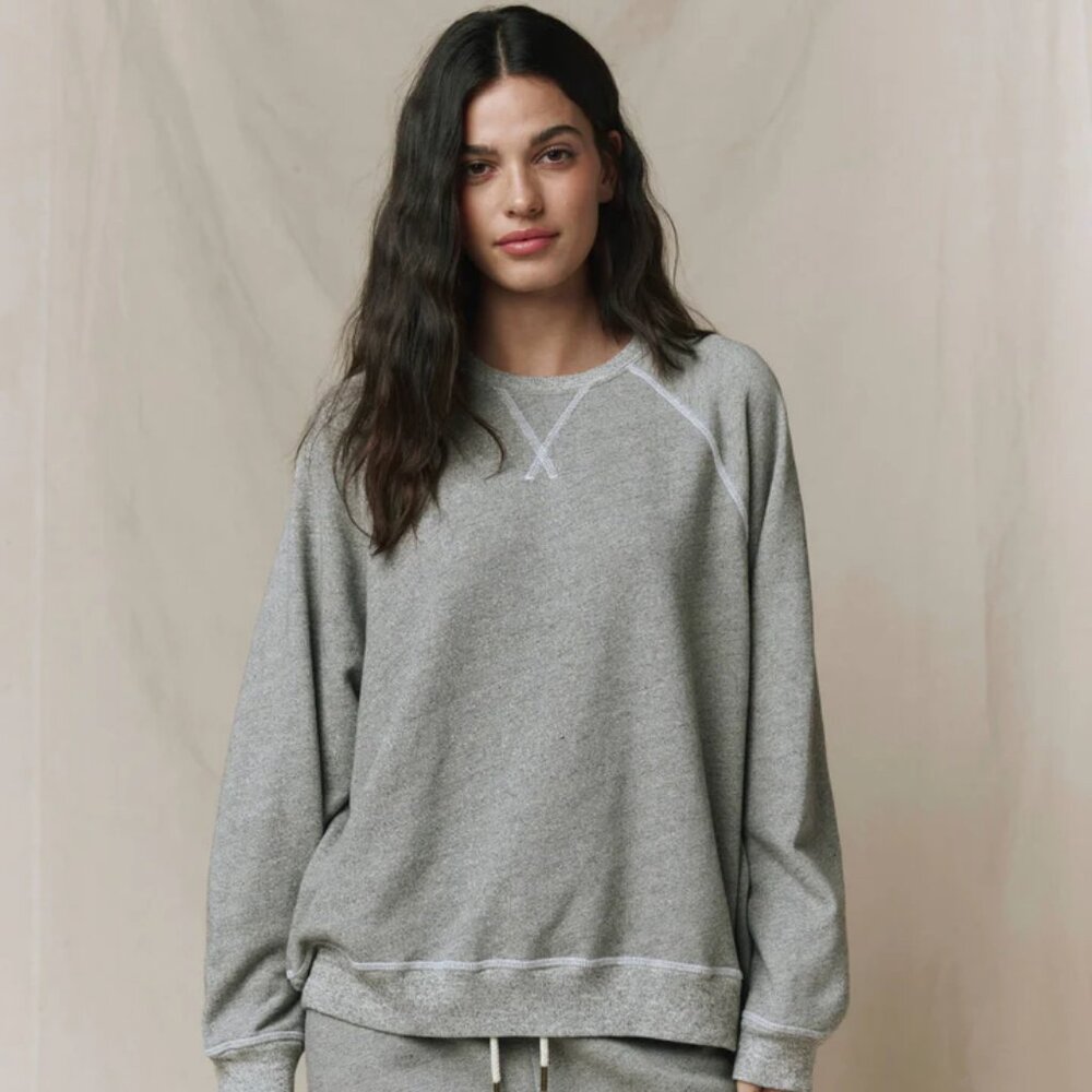 The Great Slouch Sweatshirt Women Oversized Women Varsity Grey Size 2 Medium